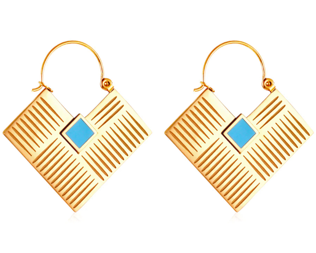 ED2 Turq Gold textured Earrings