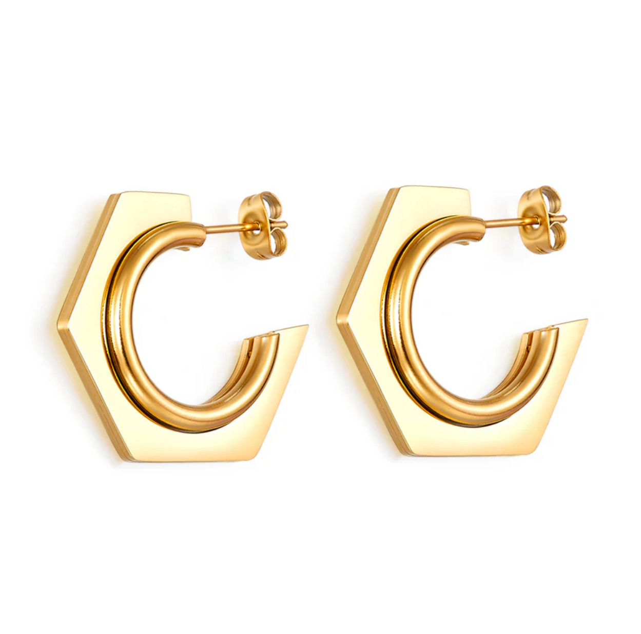 EH34 Gold Geo Hoop earrings