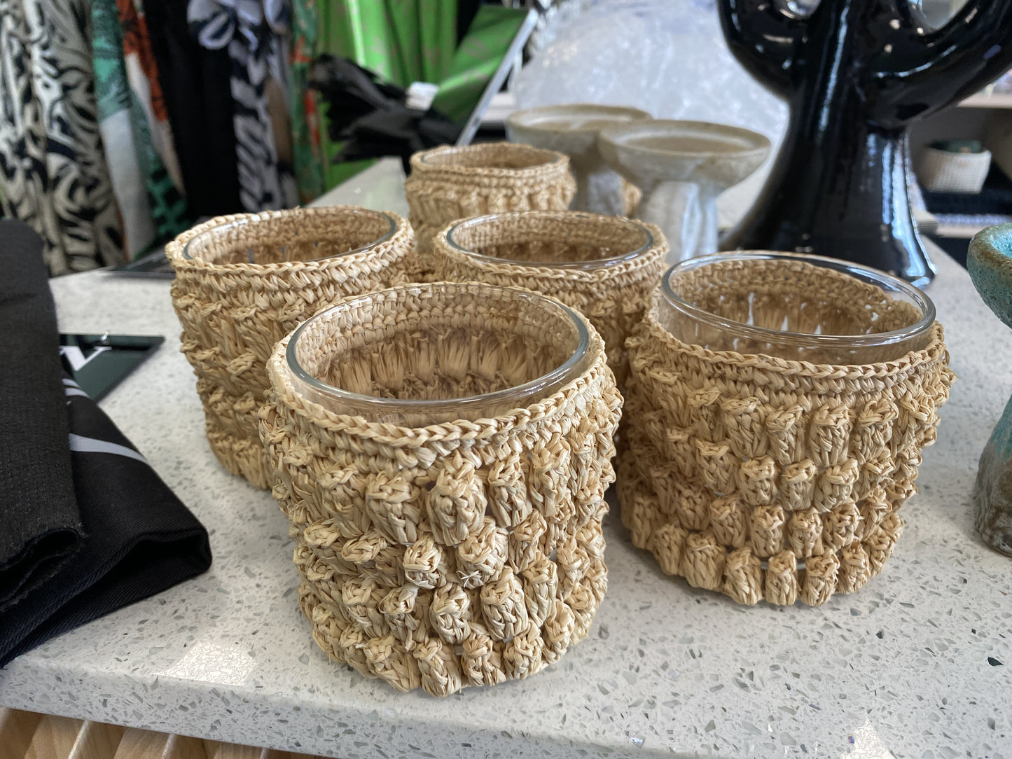 Tealight Votive natural woven detail