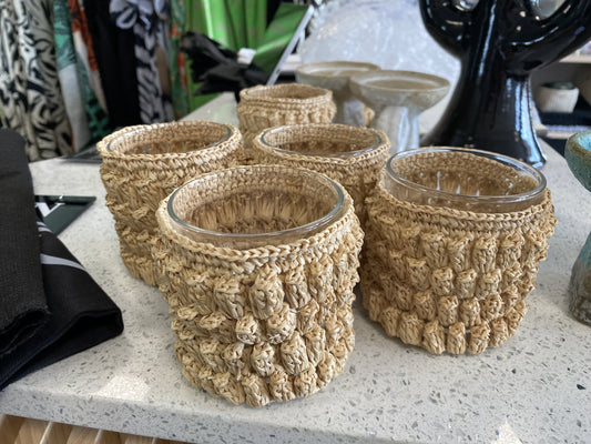 Tealight Votive natural woven detail