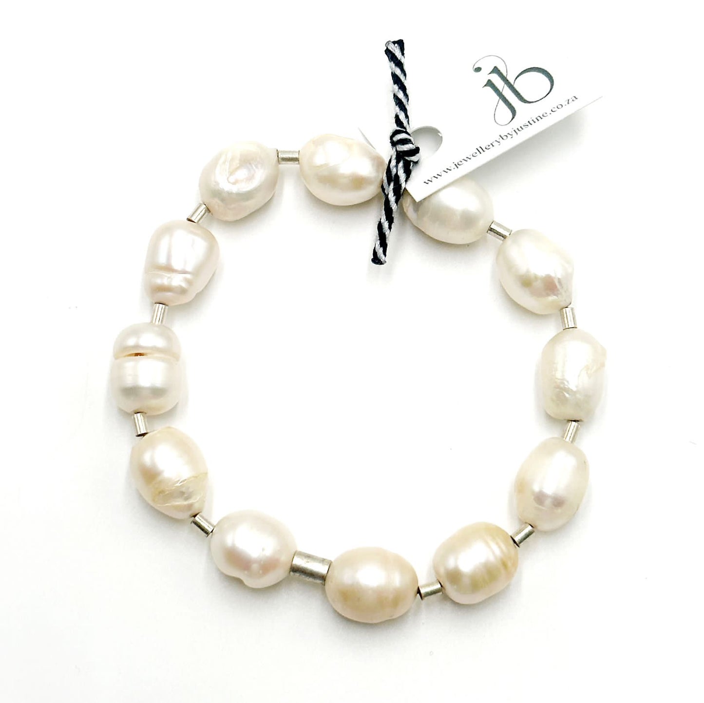 Large baroque pearls & Sterling silver beads Bracelet