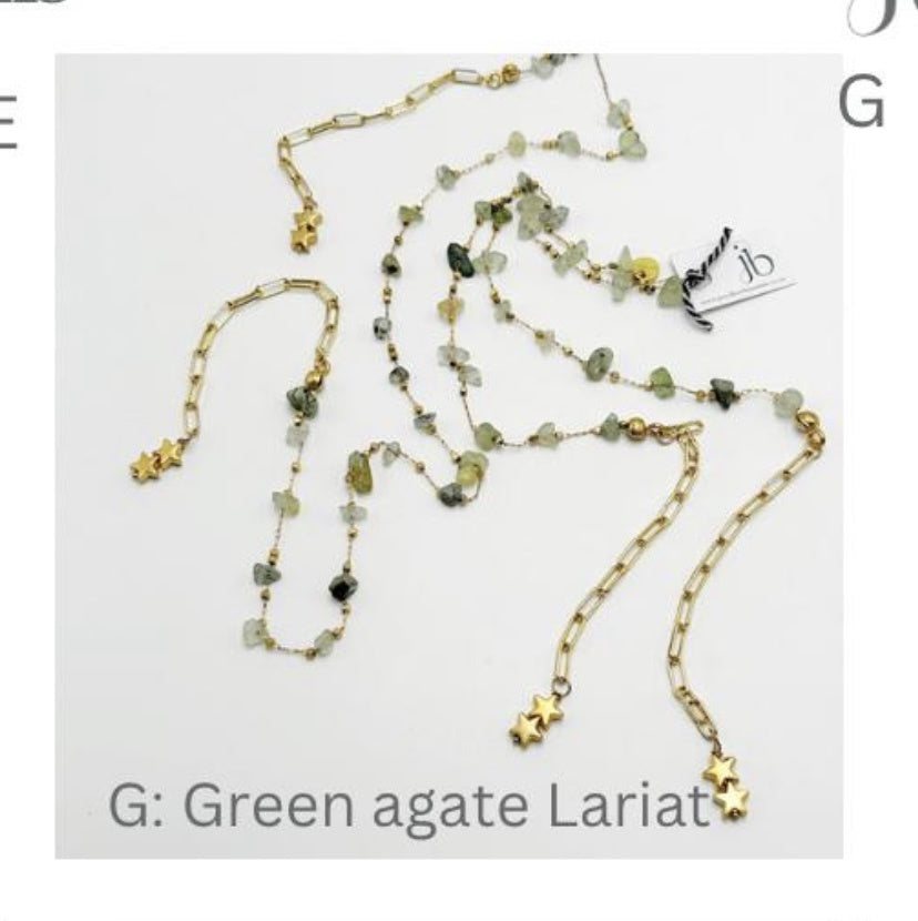 Gemstone Lariat Star Rosary Necklace