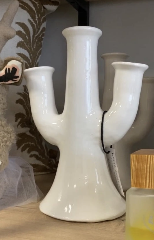 White Moroccan Cactus Vessel