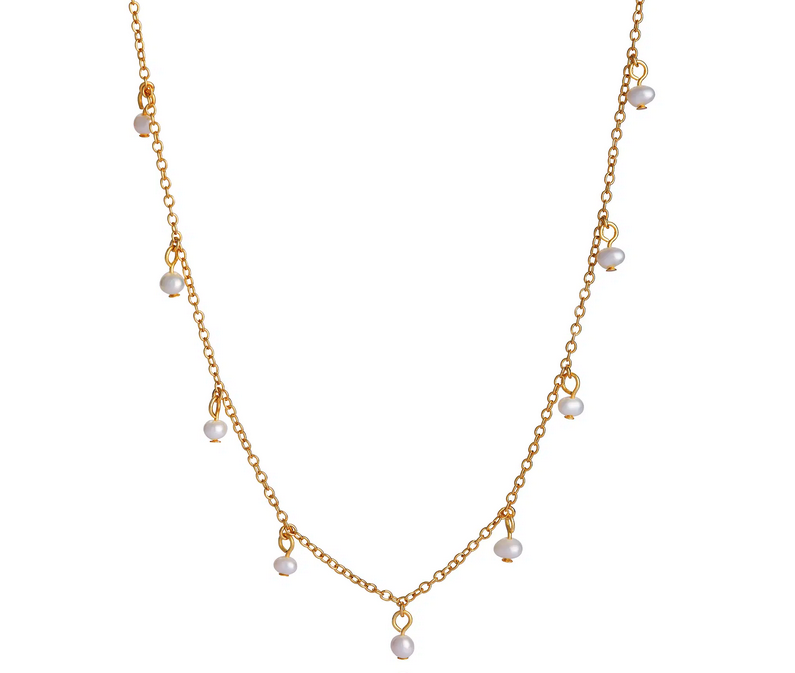 Gold and freshwater pearl drop necklace