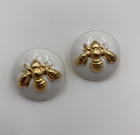 Bee earrings white