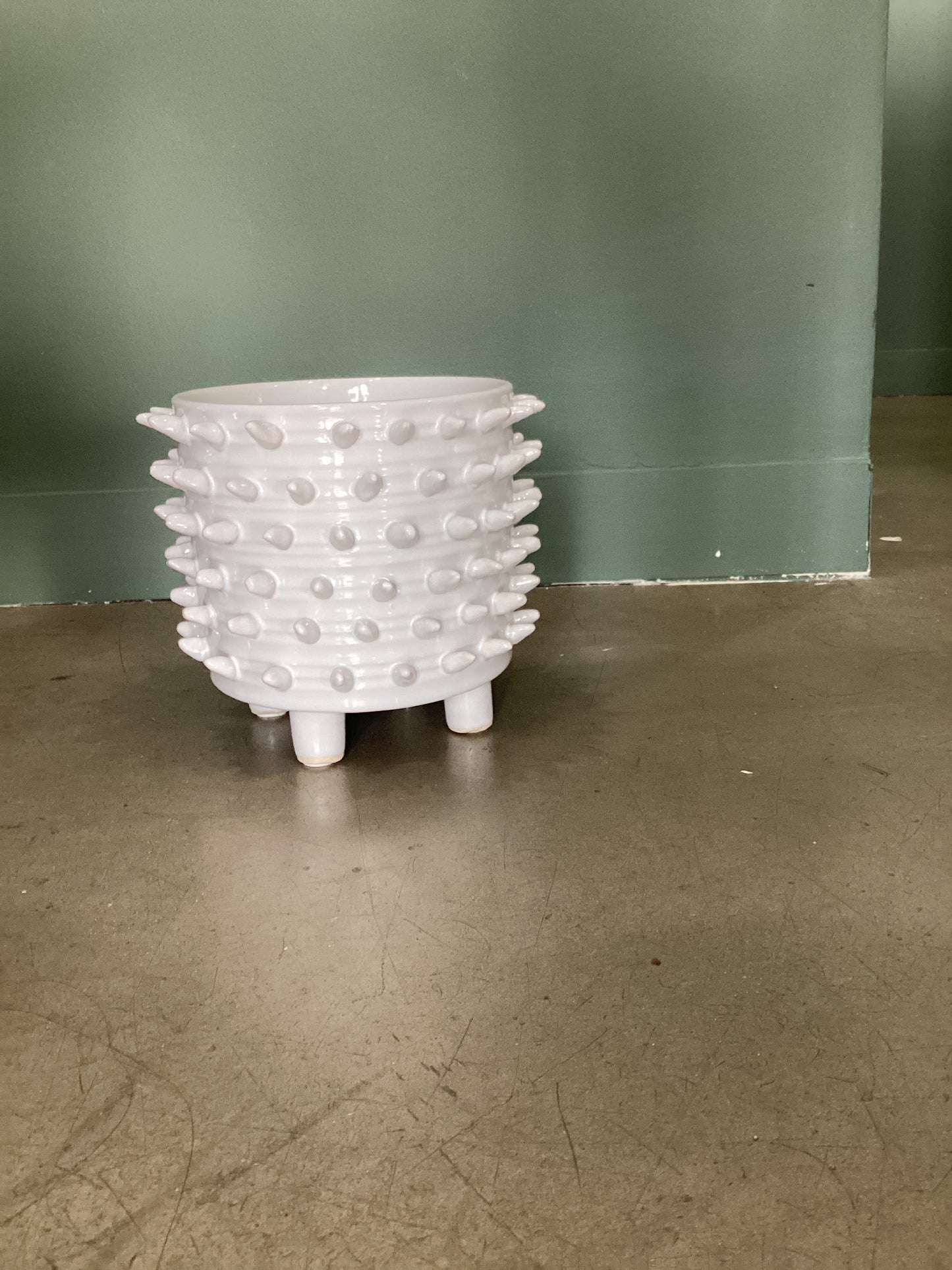 Planter with Thorns Shiny White