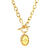 N16 Gold Chain Necklace with Oval Pendant With Diamante Star