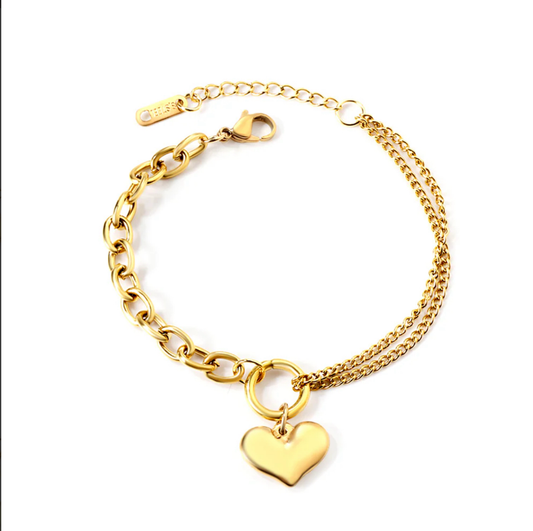 BLT10 Gold heart link bracelet