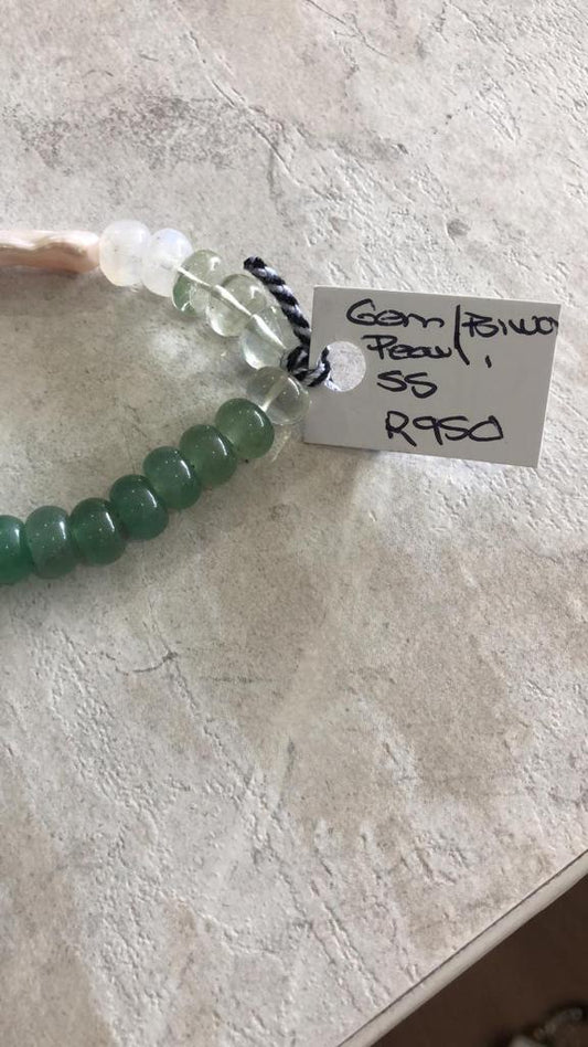 Gemstone Pearl Bracelet Green