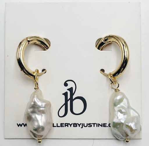 Gold Plated Hoop Earrings - detachable xtra large Baroque Pearl drops