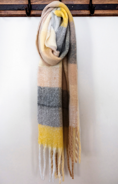 CHECK NOODLE FRINGE SCARF