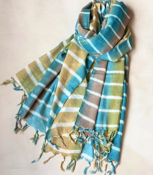 VERTICAL TIE-DYE COTTON VOILE SCARF